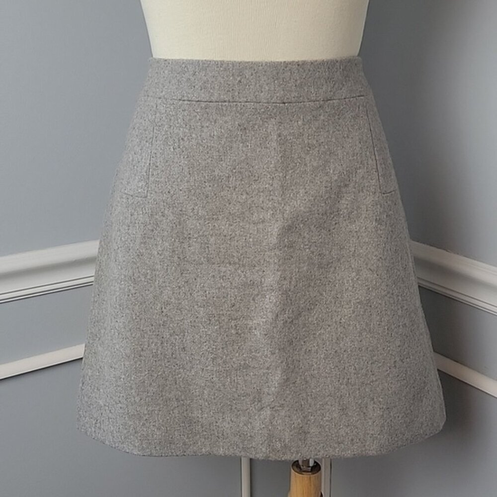 J.CREW Gray Wool Blend Academia Preppy Professional Office‎ A-Line Mini Skirt 14